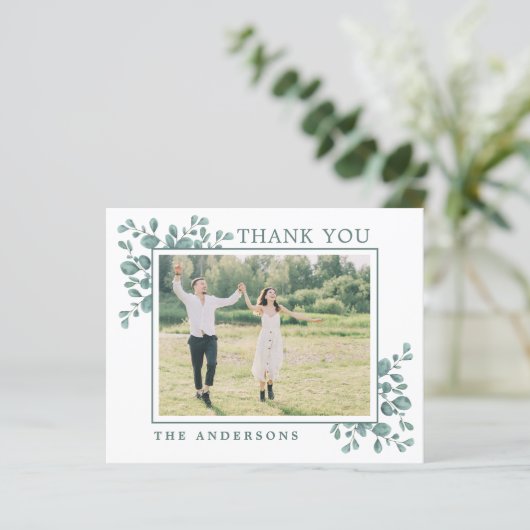 Papier Budget Eucalyptus Merci Mariage vert (Debout devant)