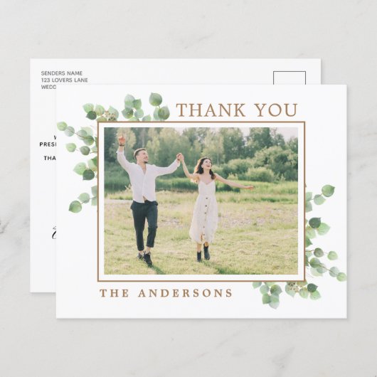 Papier Budget Eucalyptus Merci Mariage vert (Devant / Derrière)