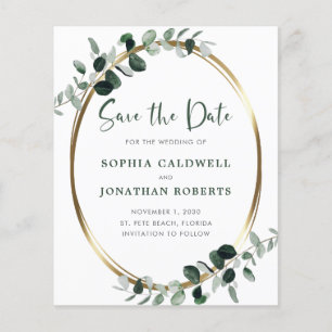 Papier Budget Eucalyptus Métallic Or Save the Date