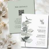 Papier Budget Eucalyptus Monogramme Faire-part de mariage