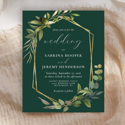 Papier Budget Eucalyptus Olive Emerald Mariage vert émera