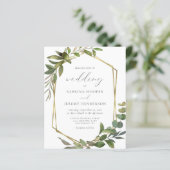 Papier Budget Eucalyptus Olive Gold Geo Wedding Invitatio (Debout devant)