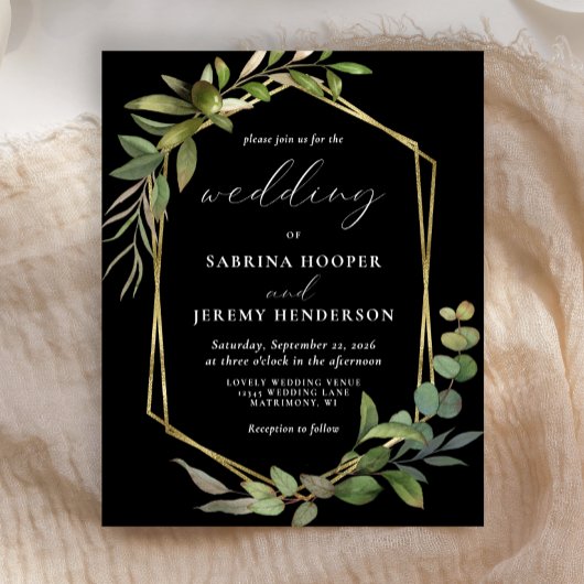 Papier Budget Eucalyptus Olive Green Mariage noir