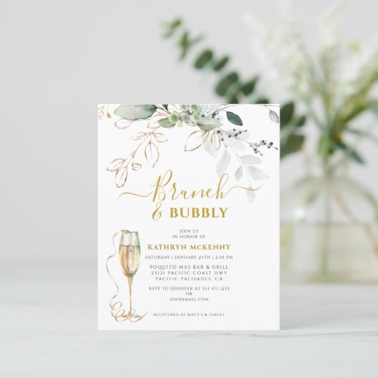 Papier Budget Eucalyptus Or Calligraphie Mariage Fête (Debout devant)