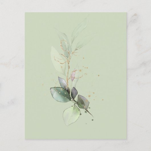 Papier Budget Eucalyptus Or Calligraphie Mariage Fête (Dos)