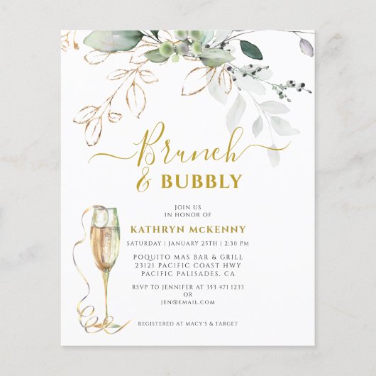 Papier Budget Eucalyptus Or Calligraphie Mariage Fête (Devant)