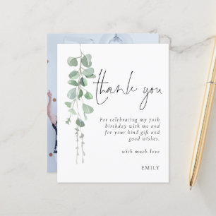 Papier Budget Eucalyptus Photo 70e anniversaire Merci