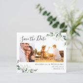 Papier Budget Eucalyptus photo mariage Enregistrer la dat (Debout devant)