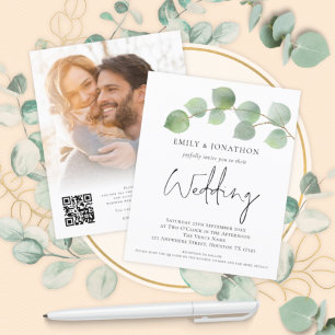 Papier BUDGET Eucalyptus Photo QR Code Mariage Invitation