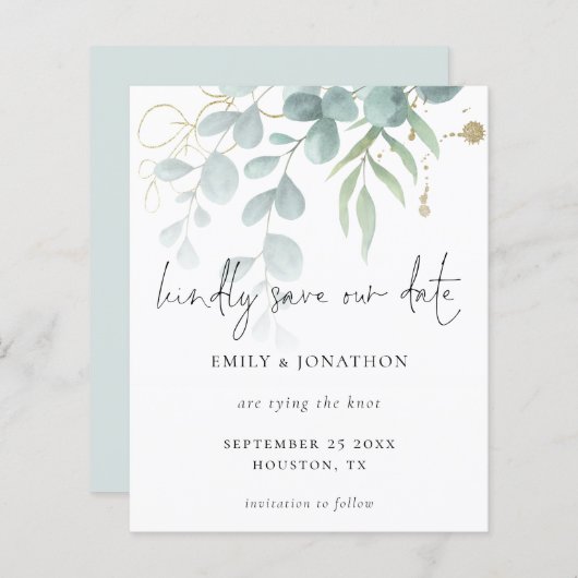 Papier Budget Eucalyptus Poudre Or Bleu Enregistrer La Da (Devant / Derrière)