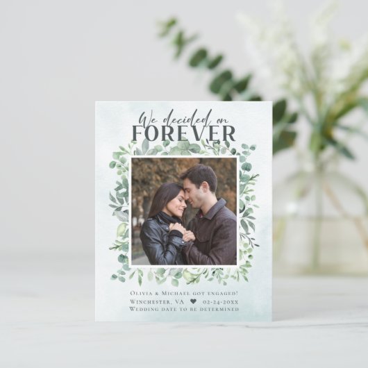 Papier Budget Eucalyptus pour toujours Faire-part Fiançai (Debout devant)