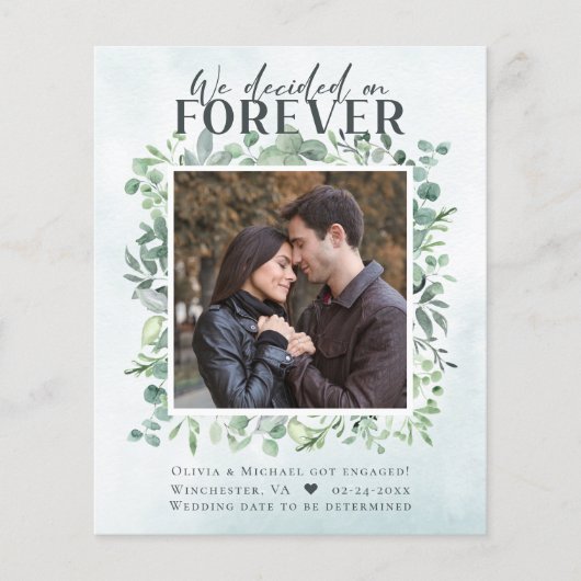 Papier Budget Eucalyptus pour toujours Faire-part Fiançai (Devant)