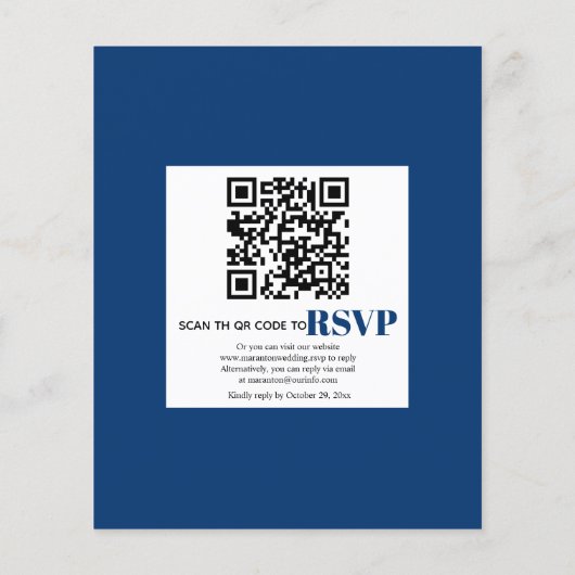 Papier BUDGET eucalyptus QR code bleu faire-part de maria (Dos)