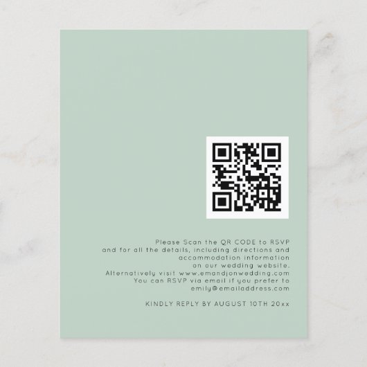 Papier Budget Eucalyptus QR Code Faire-part de mariage (Dos)
