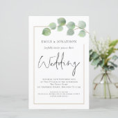 Papier BUDGET Eucalyptus QR Code Faire-part de mariage (Debout devant)