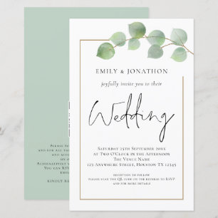 Papier BUDGET Eucalyptus QR Code Faire-part de mariage