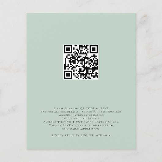 Papier BUDGET Eucalyptus QR Code Faire-part de mariage (Dos)