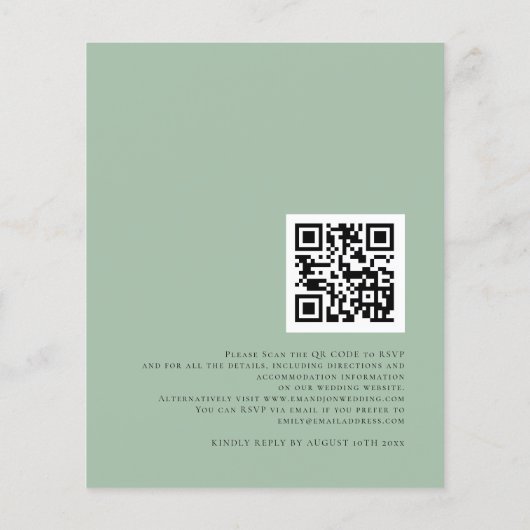 Papier Budget Eucalyptus QR Code Faire-part de mariage (Dos)