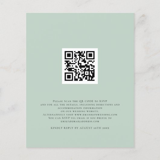 Papier BUDGET Eucalyptus QR Code Faire-part de mariage (Dos)