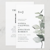 Papier Budget Eucalyptus QR Code Monogramme Mariage Invit (Devant / Derrière)