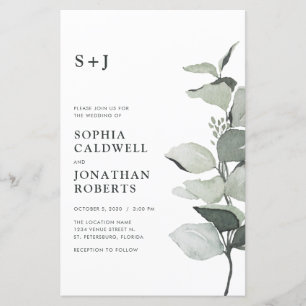 Papier Budget Eucalyptus QR Code Monogramme Mariage Invit