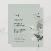 Papier Budget Eucalyptus QR Code Monogramme Mariage Invit (Devant / Derrière)