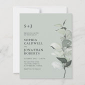 Papier Budget Eucalyptus QR Code Monogramme Mariage Invit (Devant)