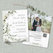 Papier Budget Eucalyptus QR Code photo Faire-part de mari