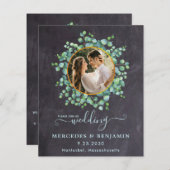 Papier Budget Eucalyptus QR Code Photo Mariage Invitation (Devant / Derrière)