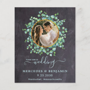 Papier Budget Eucalyptus QR Code Photo Mariage Invitation