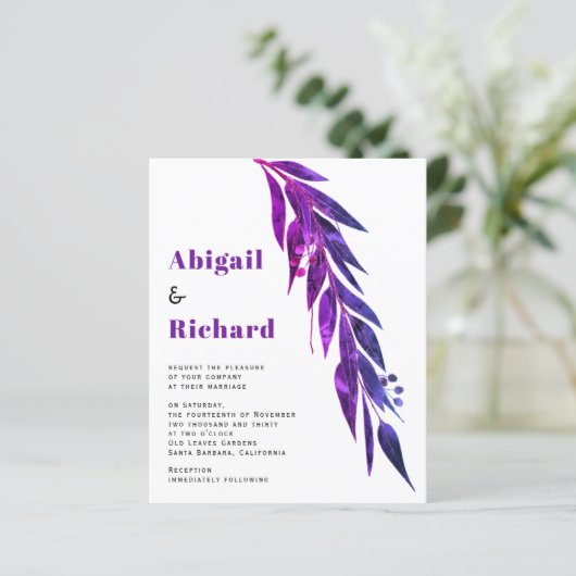 Papier BUDGET eucalyptus QR code RSVP faire-part de maria (Debout devant)