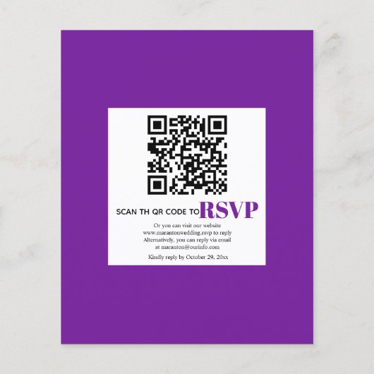 Papier BUDGET eucalyptus QR code RSVP faire-part de maria (Dos)