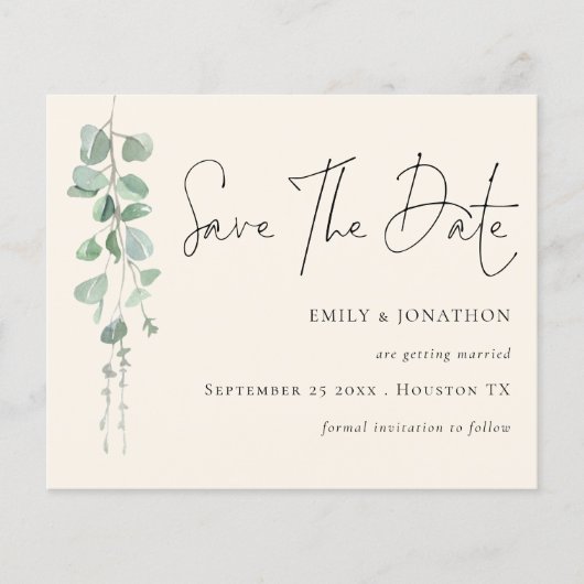 Papier Budget Eucalyptus QR Code Sage Ivory Enregistrer L (Devant)