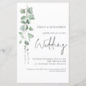 Papier Budget Eucalyptus QR Code Script Mariage Invitatio (Devant)