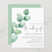 Papier Budget Eucalyptus QR Code Script Mariage Invitatio (Devant / Derrière)