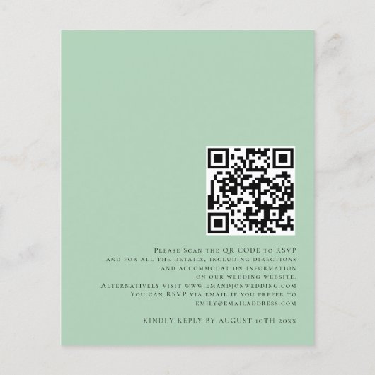 Papier Budget Eucalyptus QR Code Script Mariage Invitatio (Dos)