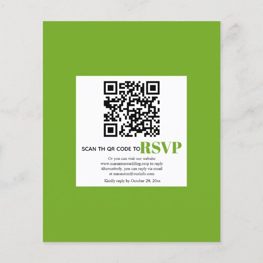 Papier BUDGET eucalyptus QR code vert faire-part de maria (Dos)