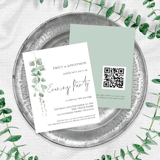 Papier Budget Eucalyptus QR Mariage Invitation de soirée