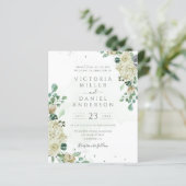 Papier Budget Eucalyptus Rose Faire-part de mariage de ve (Debout devant)