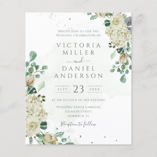 Papier Budget Eucalyptus Rose Faire-part de mariage de ve (Devant)