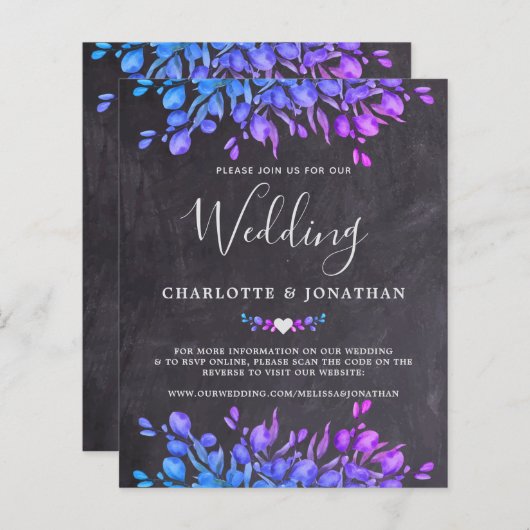 Papier Budget Eucalyptus Russe Ardoise QR Code Mariage In (Devant / Derrière)