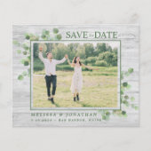 Papier Budget Eucalyptus Rustic Photo Enregistrer La Date (Devant)