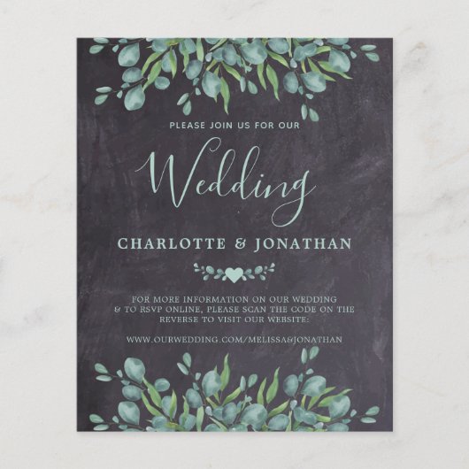 Papier Budget Eucalyptus Rustic QR Code Mariage Invitatio (Devant)