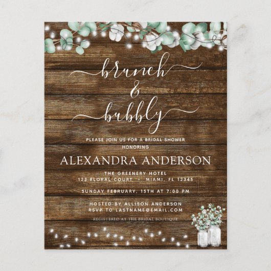 Papier Budget Eucalyptus Rustique Bois Brunch & Bubbly (Devant)