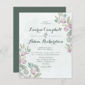 Papier Budget Éucalyptus Sage Faire-part de mariage vert (Devant / Derrière)