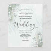 Papier Budget Éucalyptus Sage Faire-part de mariage vert (Devant)