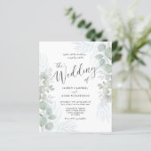 Papier Budget Éucalyptus Sage Faire-part de mariage vert (Debout devant)