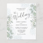 Papier Budget Éucalyptus Sage Faire-part de mariage vert (Devant)
