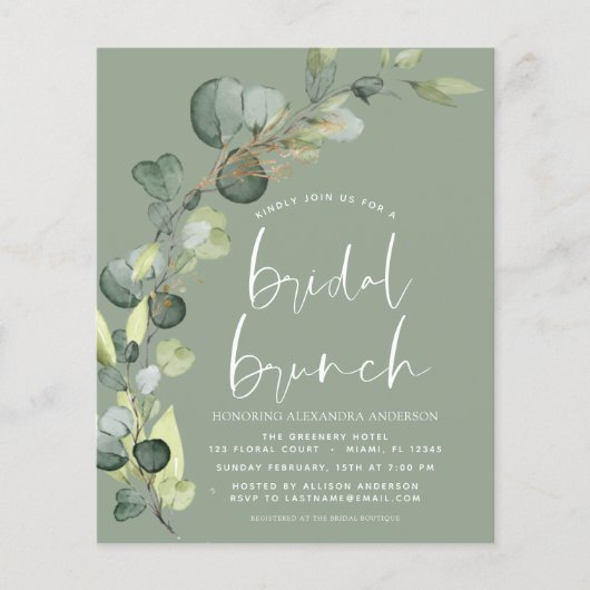 Papier Budget Eucalyptus Sage Green Bridal Brunch (Devant)