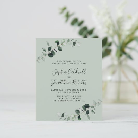 Papier Budget Eucalyptus Sage Invitation de réception de (Debout devant)
